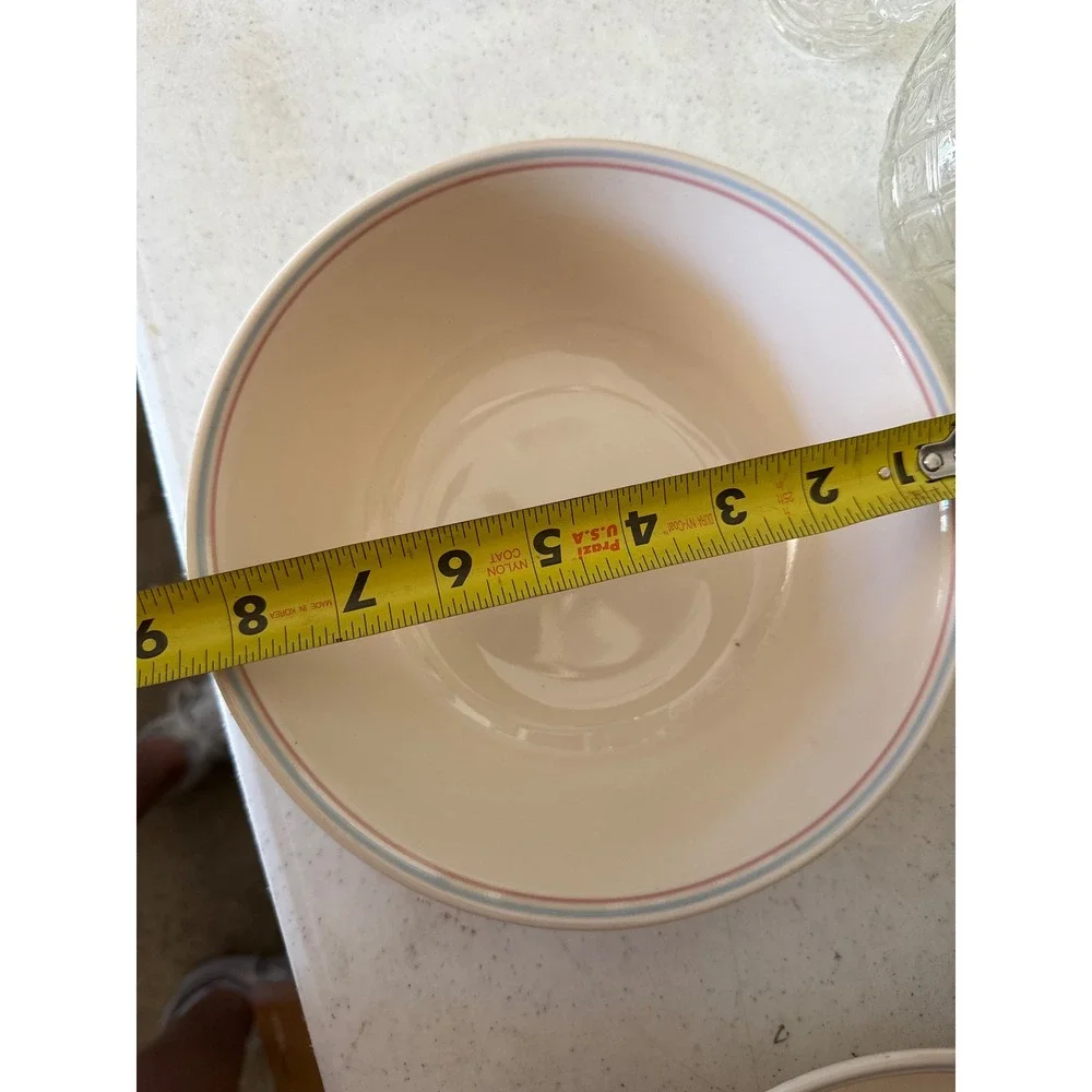 Corelle Corning Rosemarie Cereal‎ Bowl 8.5 Inch Pink Blue Stripes Vitrelle USA
